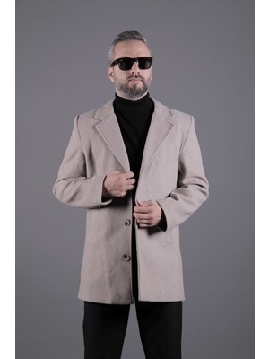 Ohepmoda Düğmeli Düz Erkek Kaşe Kaban