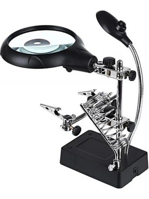 SiHako Masa Üstü Mandallı ,2.5X90MM, 7.5X34MM Mercekli ,adaptörlu Işıklı Büyüteç