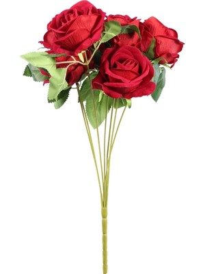 Dekorsende Yapay 7'li Gül Demeti Kadife Dokulu 38 cm