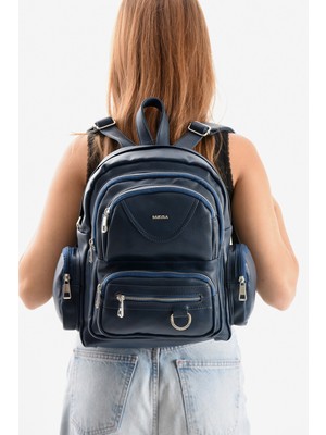 Mega Çanta Lizbon Deri Çok Bölmeli Kadın Sırt Çantası