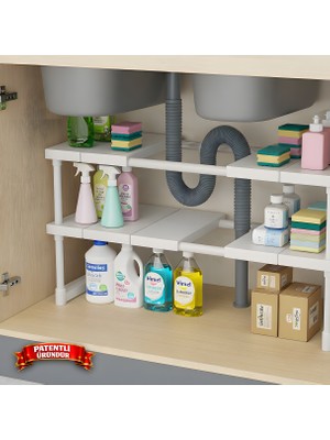 Octopus Bazaar Ayarlanabilir  Genişletebilir Modüler Çift Katlı Dolap İçi Düzenleyici Raf | Çok Amaçlı Raf Plastik