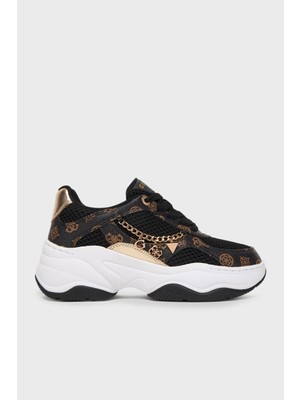 Guess Harpaa Logo Zincirli Bağcıklı Sneaker Ayakkabı FLPHARFAL12 Bayan Ayakkabı Flphar FAL12 Blkbr