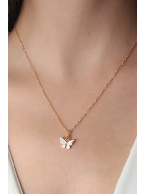 Eco Lounge Gold Beyaz Renk Kelebek Figür Kadın Kolye