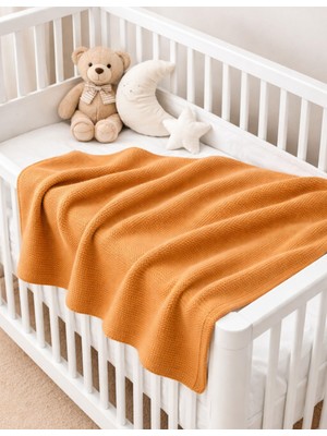 Organickid Cosy Bebek Sarı Kalın Triko Battaniye 90X100