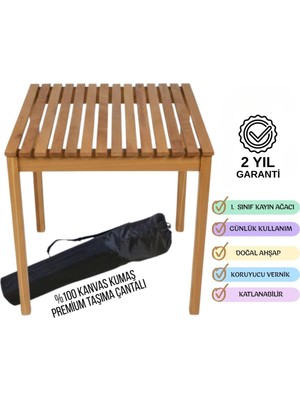 Alvin Spor Ahşap Katlanır Rulo Kamp Masası Piknik Masası Kolay Taşınabilir Kayın Ağacı