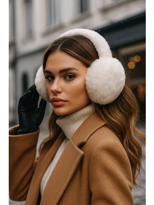 Yake Store  Bej Ithal Katlanabilir Peluş Kulaklık KLK01 - Beyaz