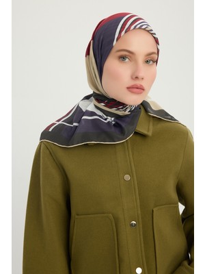 Schaless Gece ve Gündüz - Bordo - Efilia Desenli Eşarp - 90X90 cm