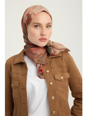 Schaless Mercan Bahçesi - Bordo - Efilia Desenli Eşarp - 90X90 cm