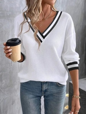 Beruflic Kadın Uzun Kollu V Yakalı Waffle Bluz