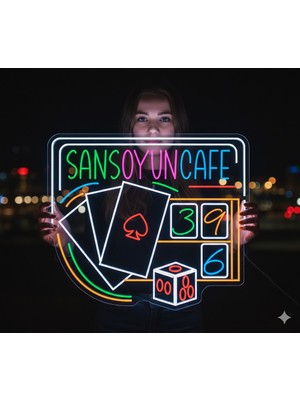 Neonled Şans Oyun Kafe Neon Tabela (75X65CM)