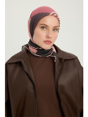 Schaless Gece ve Gündüz - Gül Kurusu - Efilia Desenli Eşarp - 90X90 cm