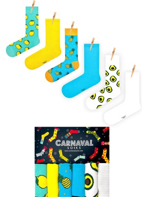 Carnaval Socks 6\'lı Desenli ve Düz Renkli Çorap Seti