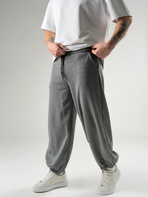 Cocopelli Bol Paça Desenli Gri Erkek Baggy Pantolon COC2727