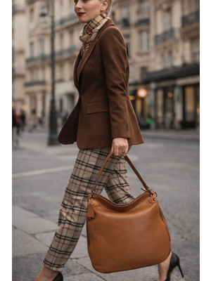 Atelier Terra Marea Espırıon Taba Kahve | Hakiki Deri Kadın Tote ve Ince Askılı Omuz Çantası