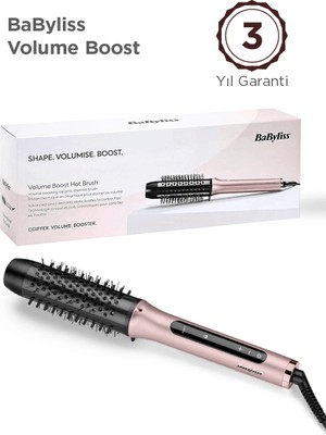 Babyliss Volume Boost Iyon Etkili 4 Isı Ayarlı Seramik Isıtıcı Gövdeli Termal Saç Fırçası Pembe HSB200E