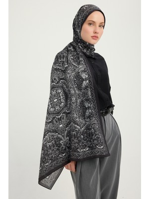 Schaless Ebedi Saraylar - Siyah - Vierra Desenli Viskon Şal - 70X190 cm