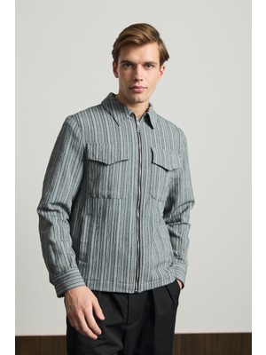 Danger Erkek Premium Keten Gömlek Ceket Yeşil