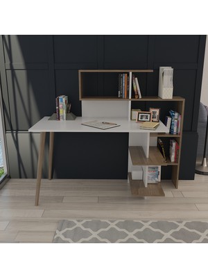 Lagomood Uzay Çalışma Masası Beyaz Ceviz