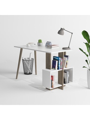 Lagomood Side Çalışma Masası Beyaz - Ceviz