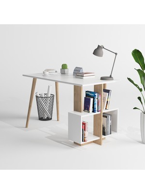 Lagomood Side Çalışma Masası Beyaz  Meşe