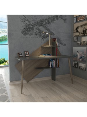 Lagomood Rüzgar Çalışma Masası Antrasit - Ceviz