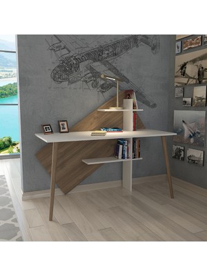 Lagomood Rüzgar Çalışma Masası Ceviz - Beyaz