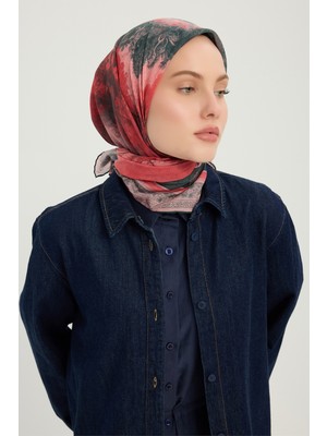 Schaless Köklerin Aynası - Pudra - Efilia Desenli Eşarp - 90X90 cm