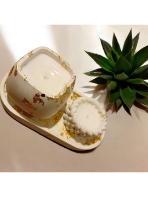 Celestia Dekoratif Yaldızlı Vanilya Kokulu Mum Set