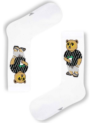 Carnaval Socks Bear Desenli Beyaz Tenis Çorap