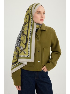 Schaless Süvarinin Arması - Hardal - Vierra Desenli Viskon Şal - 70X190 cm