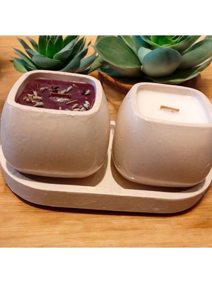 Celestia Dekoratif Vanilya ve Lavanta Kokulu Mum Set