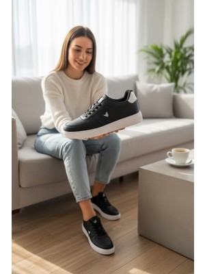 Enoch Erkek Geometrik Logo Detaylı Perfore Burunlu Yüksek Tabanlı Günlük Spor Ayakkabı Sneaker