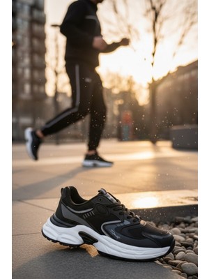 Enoch Erkek Sport Yazılı Yüksek Tabanlı Chunky Sneaker Günlük Spor Ayakkabı