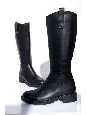 Kindep Aybek Fermuarlı Kaymaz Taban Günük Kadın Bot Siyah