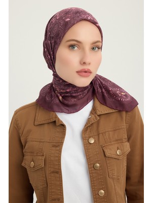 Schaless Sonsuz Aşk - Bordo - Efilia Desenli Eşarp - 90X90 cm