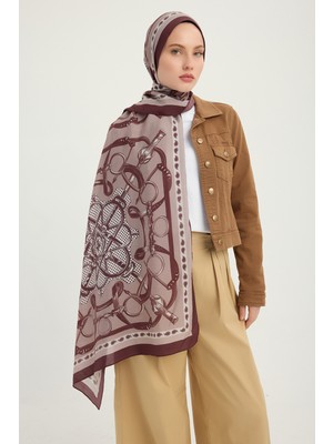 Schaless Süvarinin Arması - Vizon - Vierra Desenli Viskon Şal - 70X190 cm