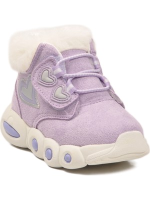 Cool Lici B Lila Cırtlı Desenli Kürklü Kız Bebek Bot