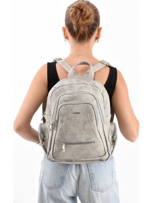 Mega Çanta Lizbon/yumuşak Deri Çok Bölmeli Kadın Sırt Çantası