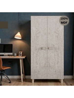 Comiet Konçerto Ayaklı Tasarım 2 Kapak Mdf Gardırop