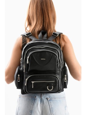 Mega Çanta Lizbon Deri Çok Bölmeli Kadın Sırt Çantası