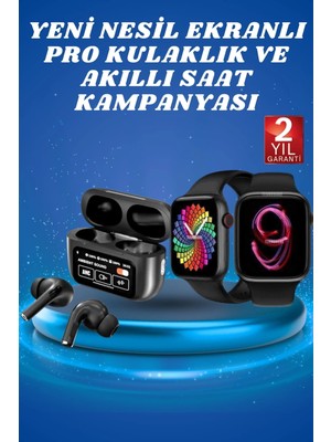 Eco Lounge Ekranlı Yeni Nesil Pro Kulaklık ve Akıllı Saat Kampanyası Kulak Içi Mikrofonlu