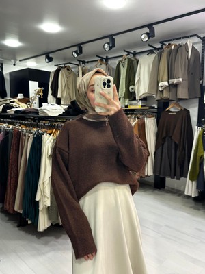Muennesofi Kahverengi Yumoş Oversize Kazak