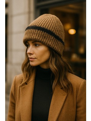 Yake Store  Kadın Antrasit Kırçıllı Yünlü Bere BERE1143 - Kahve