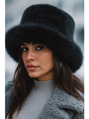 Yake Store  Bordo Kalın Peluş Kalpak Şapka Bere - Sıcak Tutan Şık Dış Mekan Soğuktan Koruma SPK1143 - Siyah