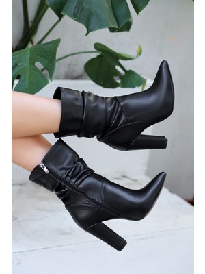 Zerenyus Erita Siyah Premium Topuklu Çizme
