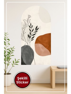 KOSS Dijital Oval Şekilli Bohem Yaprak Sticker Soyut Şekilli Dekoratif Duvar Sticker
