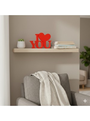 Sora Design Dekoratif Kırmızı I Love You Yazı Süs Obje