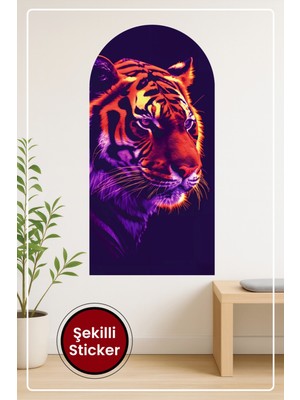 KOSS Dijital Oval Şekilli Neon Kaplan Portresi Desenli Dekoratif Duvar Sticker Ev Ofis Için Modern Dekor