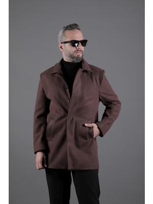 Ohepmoda Gizli Düğmeli Erkek Kaşe Kaban Mont