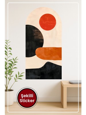 KOSS Dijital Oval Şekilli Geometrik Soyut Sticker Minimal Kompozisyonlu Modern Duvar Sticker